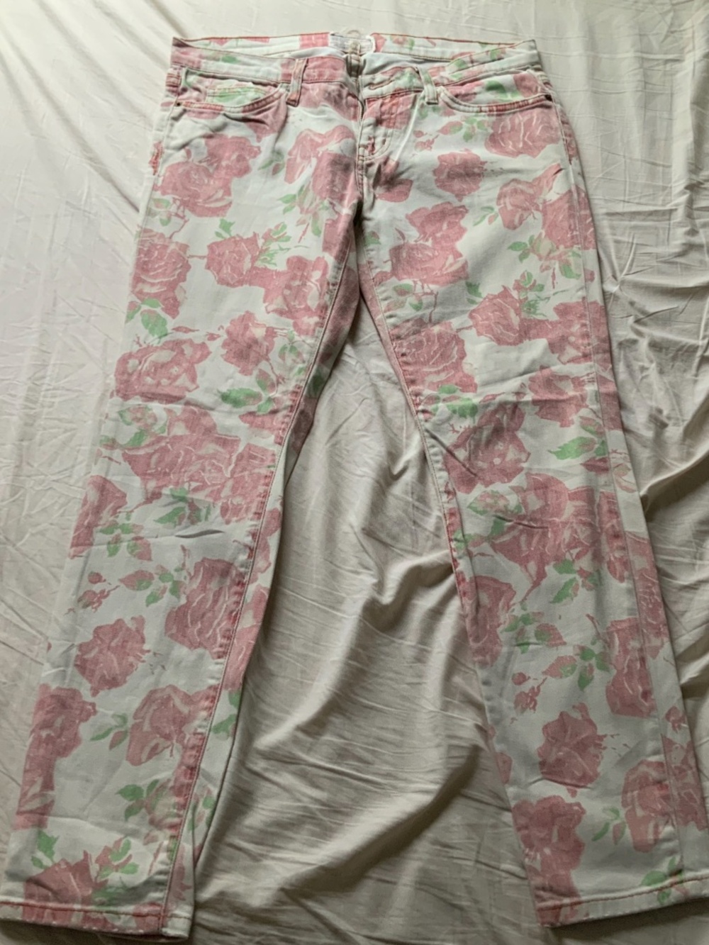 Vintage Current Elliott Stiletto Jeans Red Rose Size 28 Very Good Condition